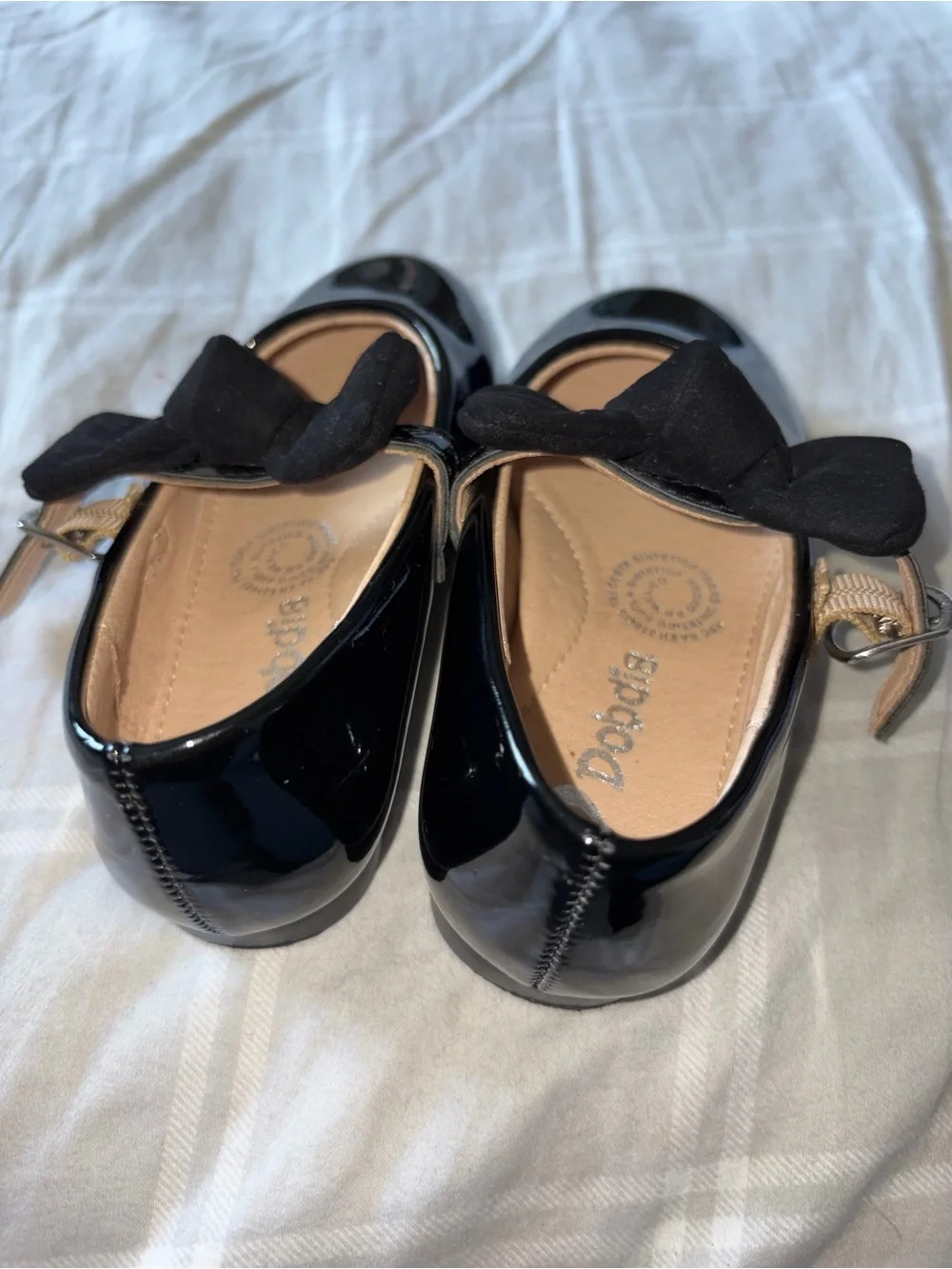 Clarks Girls Black Patent Bow Mary Jane Flats